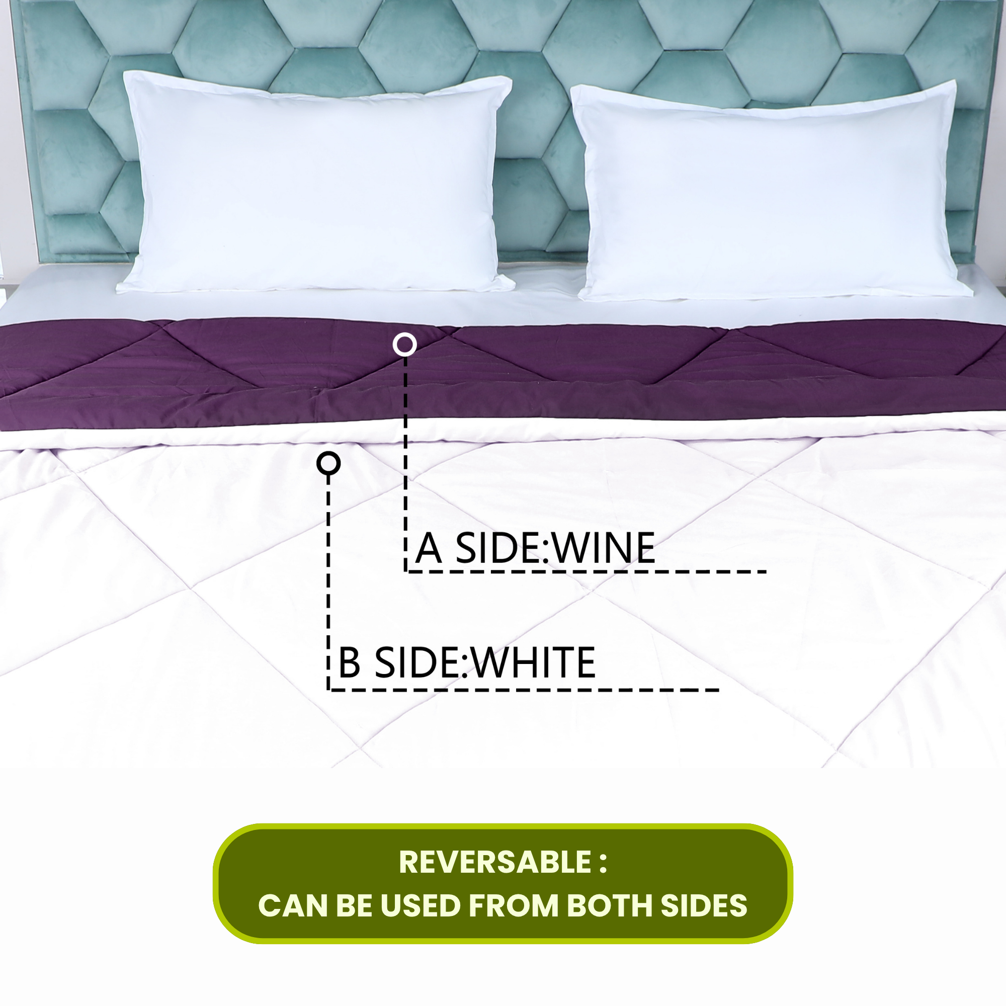 White & Wine Reversable Comforter/Duvet