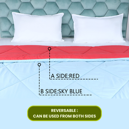 Red & Sky blue Reversable Comforter/Duvet