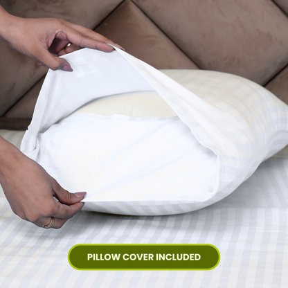 White Satin Stripe Flat Bedsheet with Pillow Cover