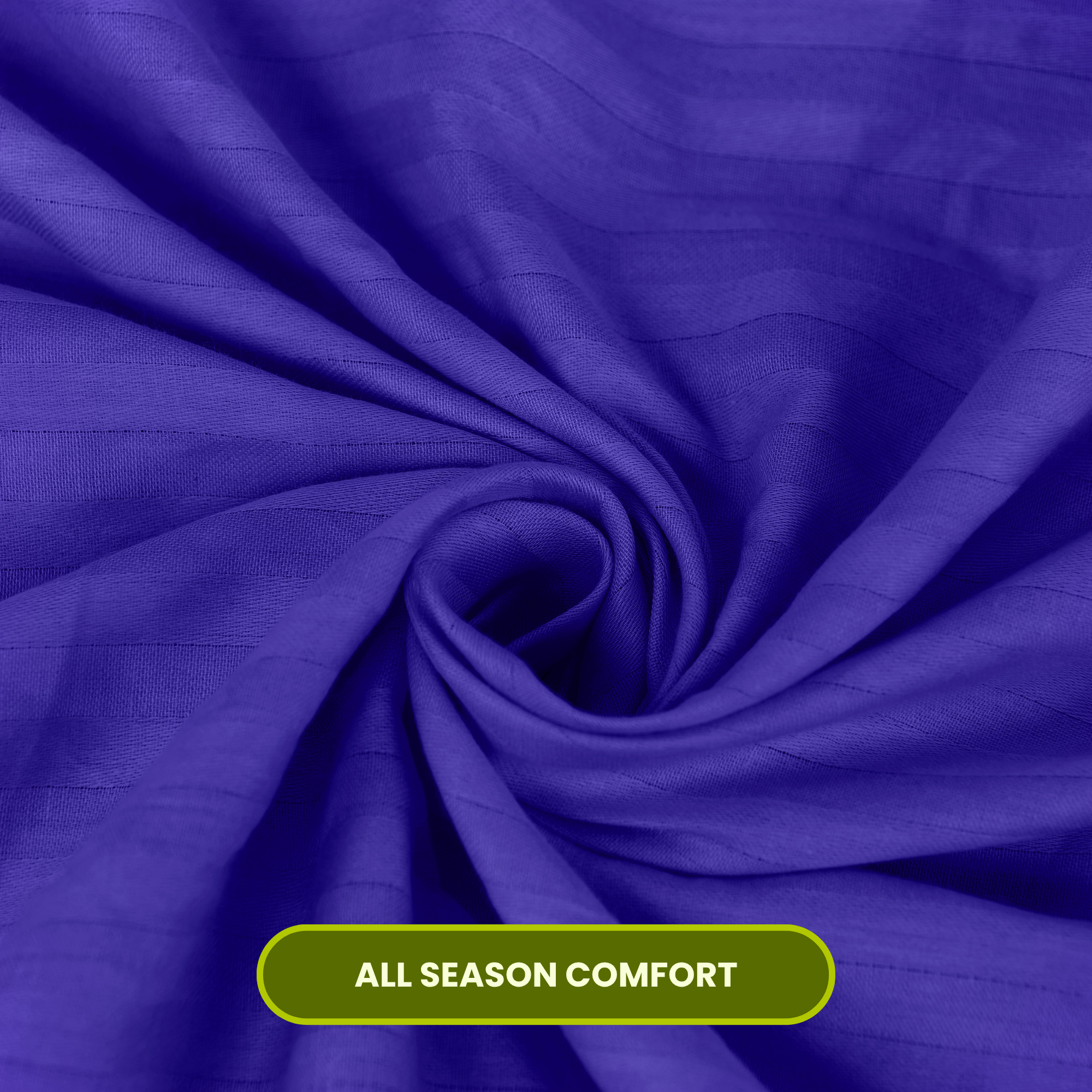 Navy Blue Satin Stripe Flat Bedsheet with Pillow Cover