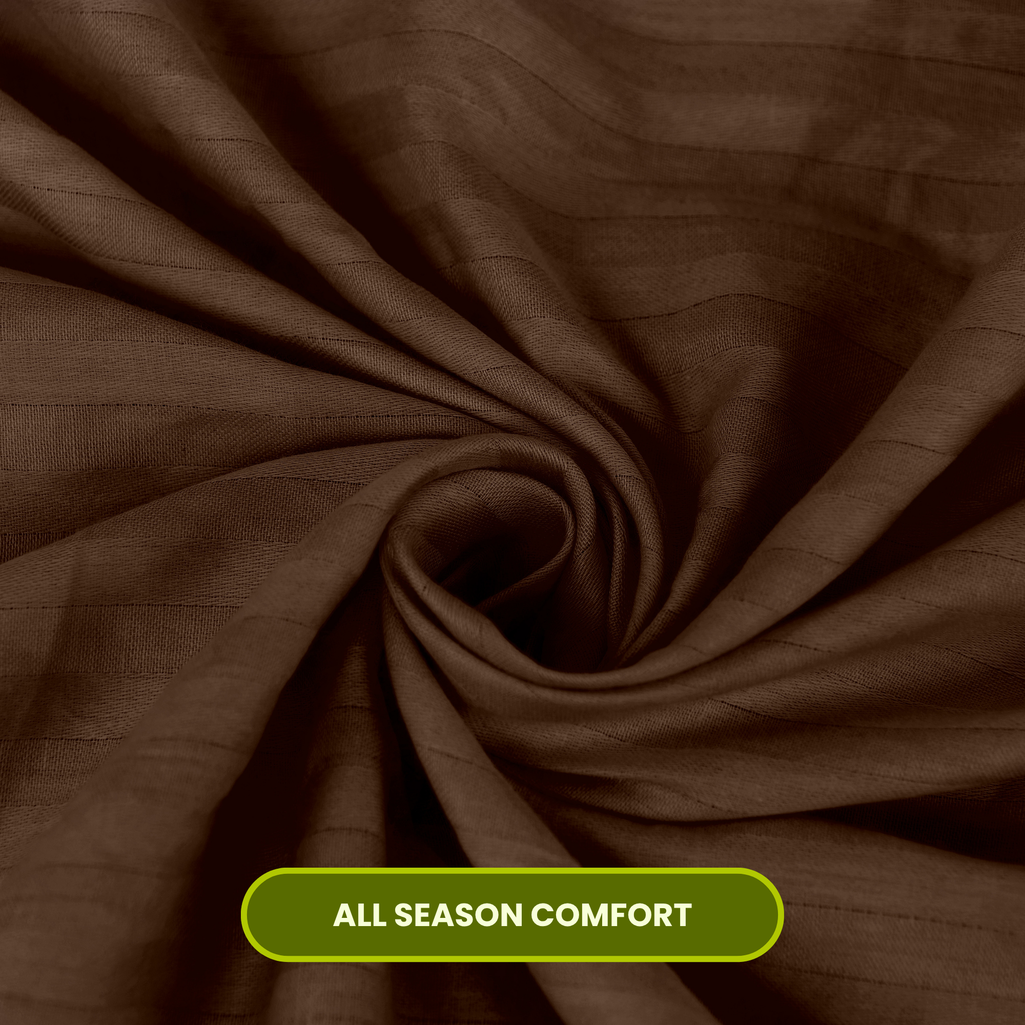 Brown Satin Stripe Fitted Bedsheet with Pillow Cover