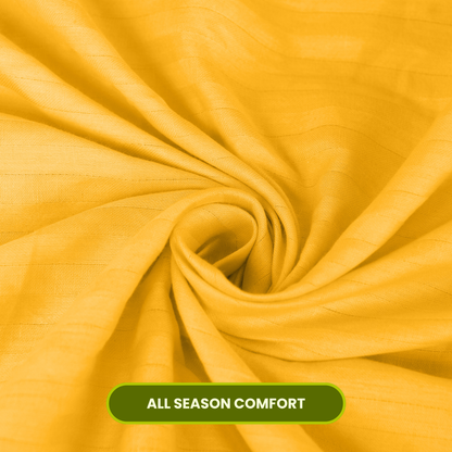 Golden Satin Stripe Fitted Bedsheet with Pillow Cover