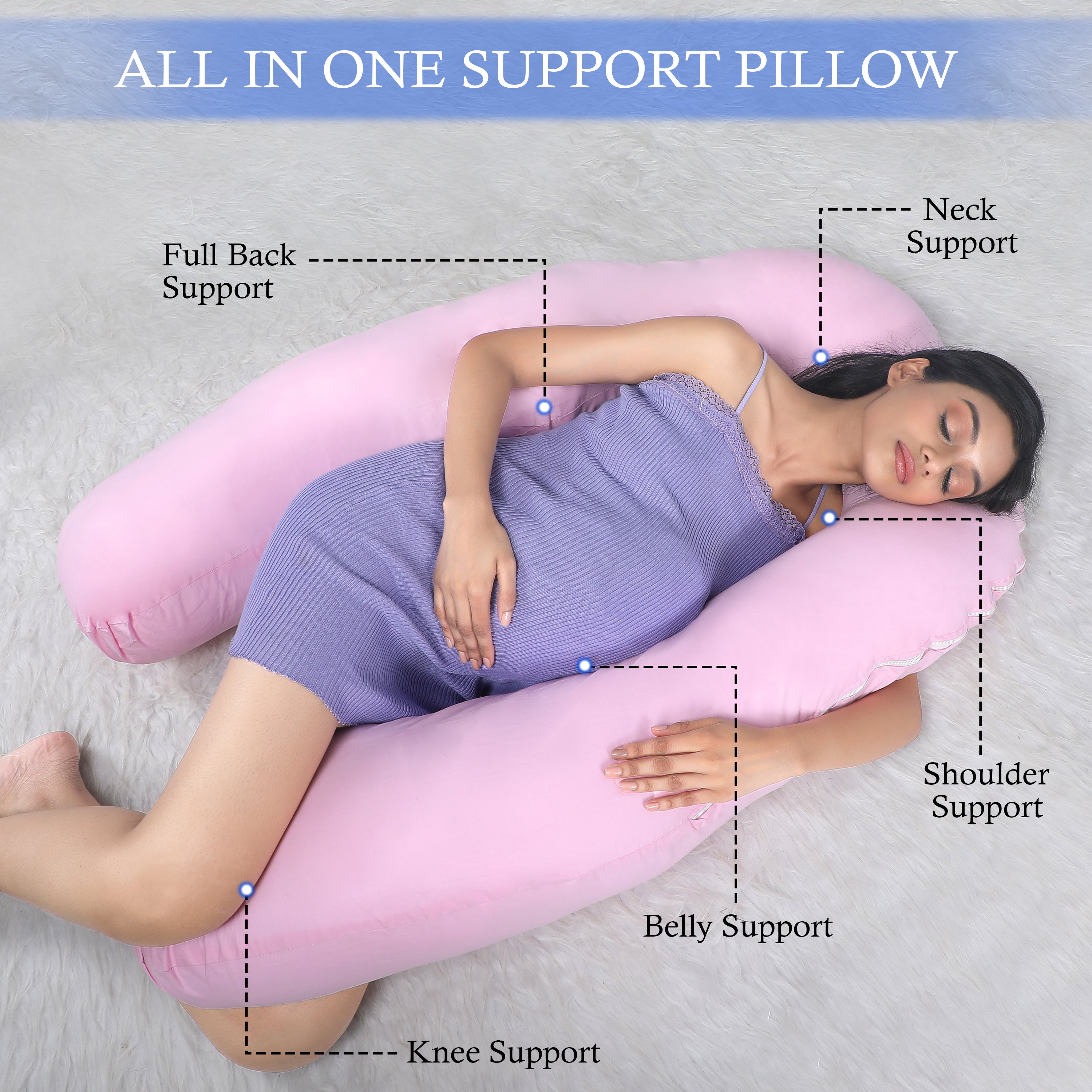 Baby Pink Pregnancy Pillow (U Shaped)