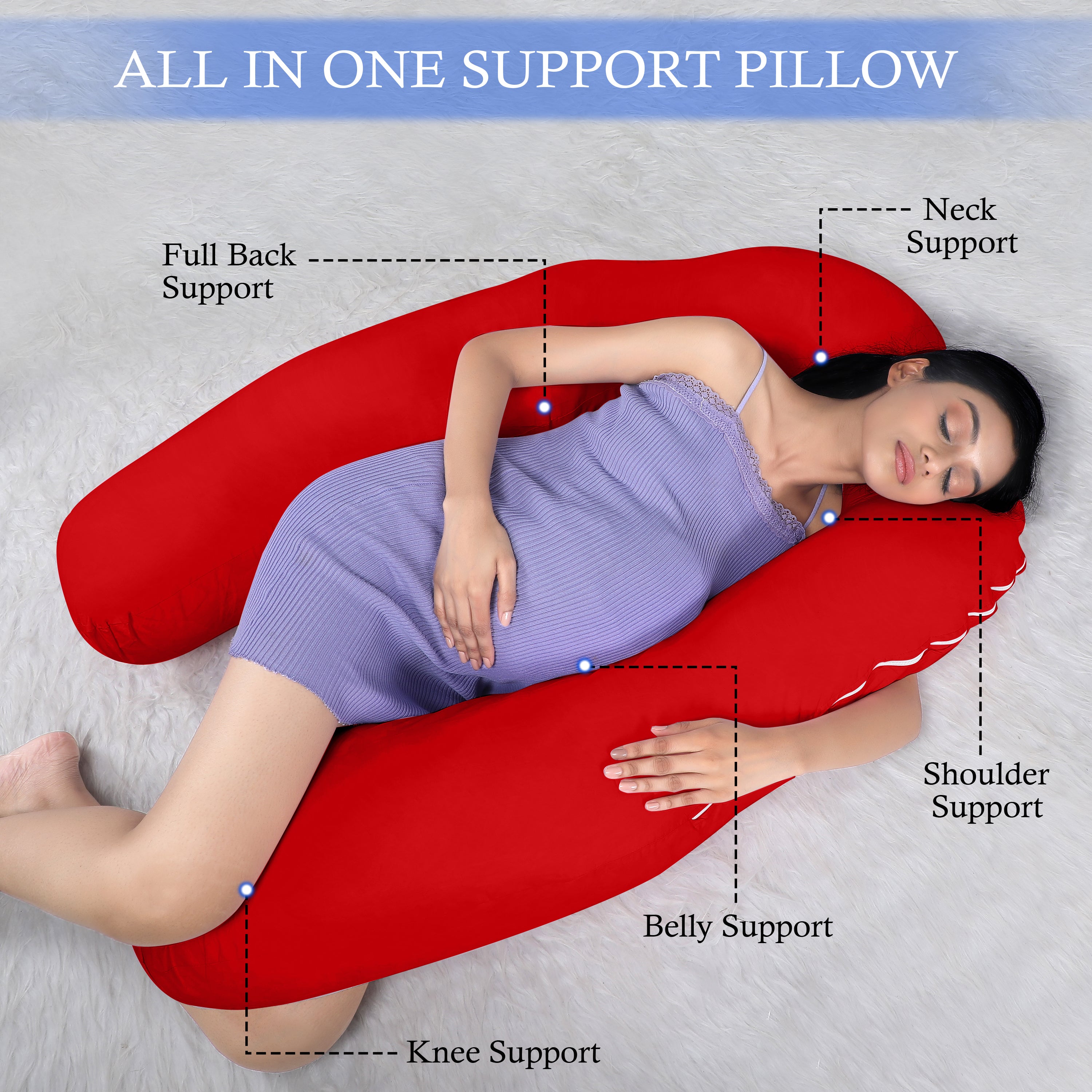 Red Pregnancy Pillow (U Shaped)