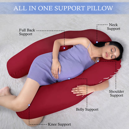 Maroon Pregnancy Pillow (U Shaped)