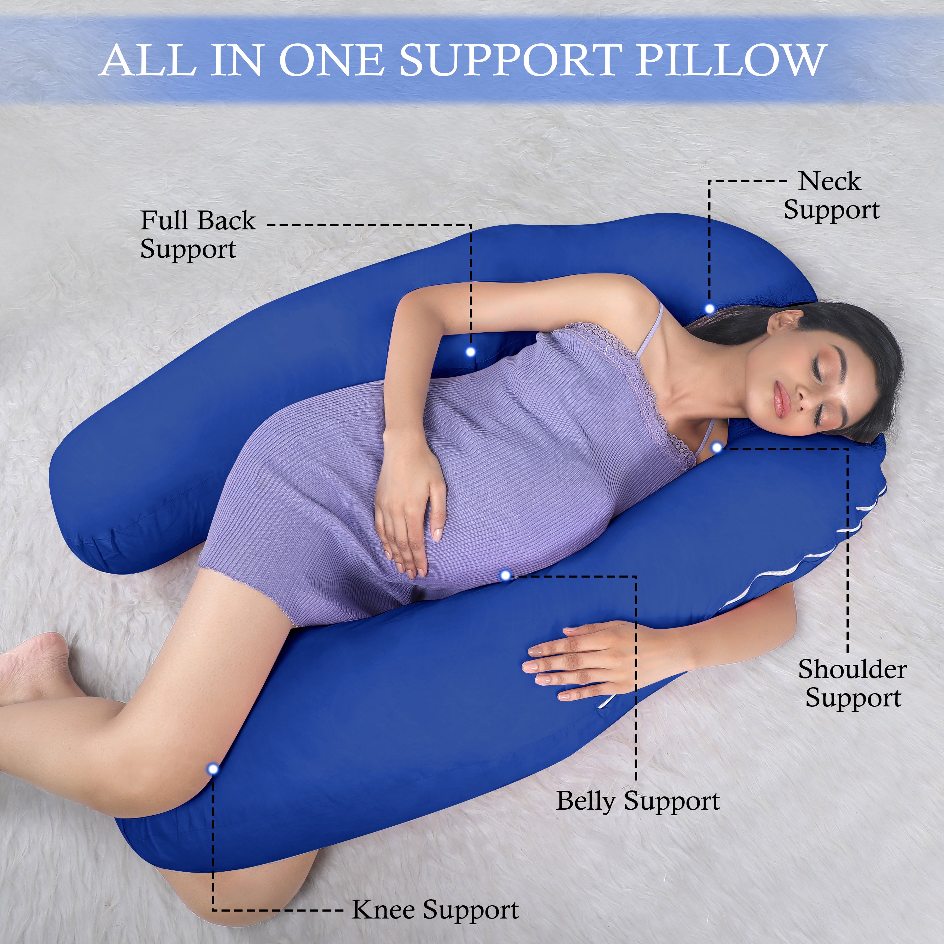 Navy Blue Pregnancy Pillow (U Shaped)