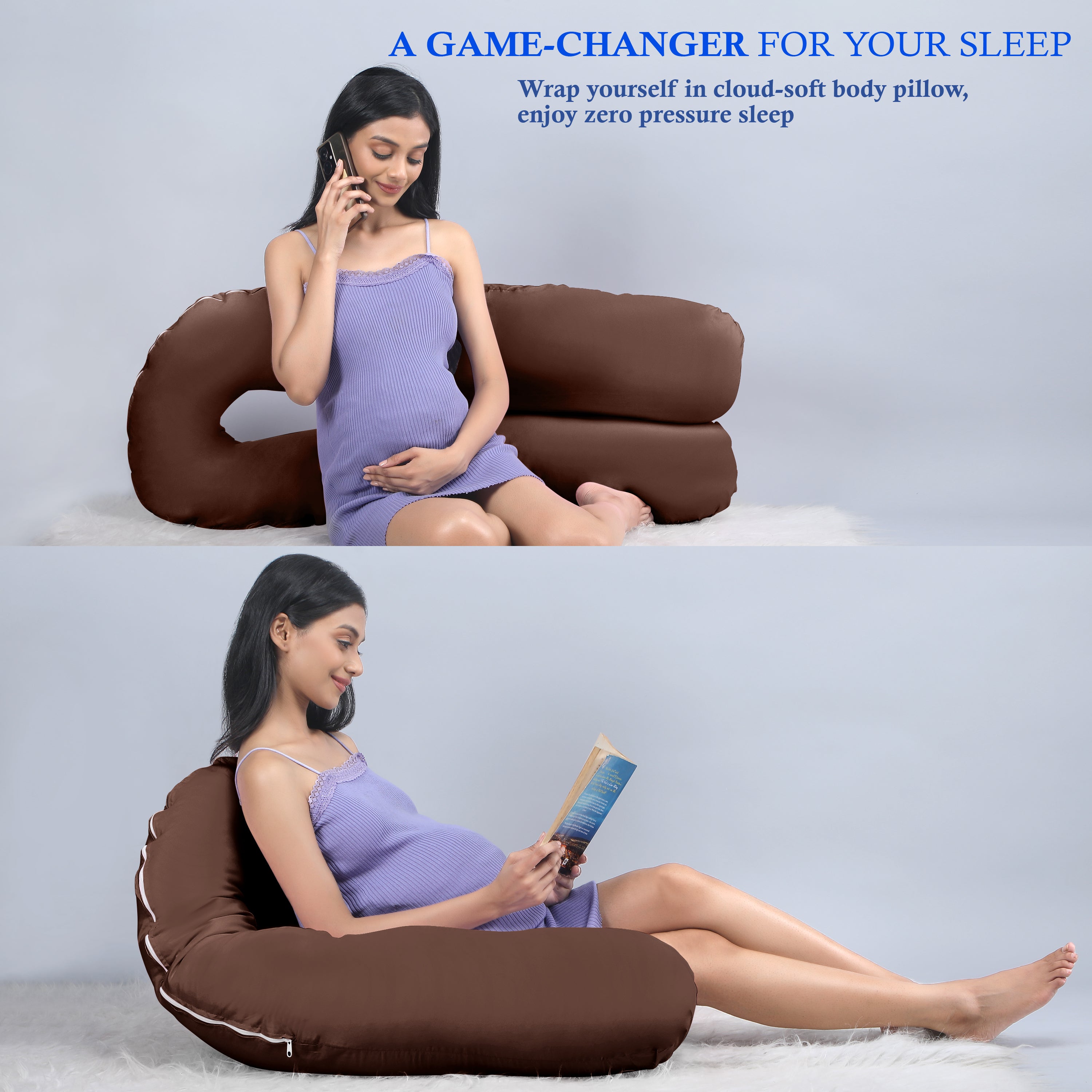 Brown Pregnancy Pillow (U Shaped)