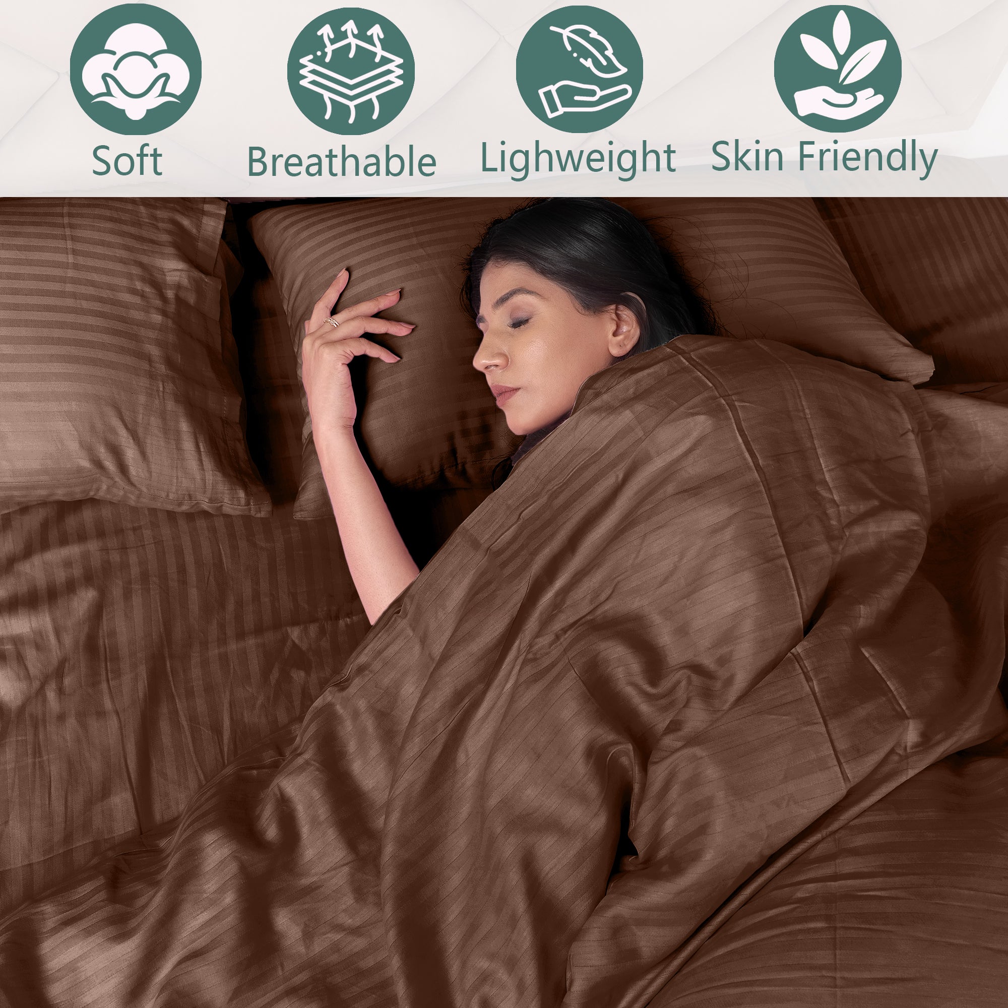 Brown Duvet Cover Stripe AVI Lifestyles I02