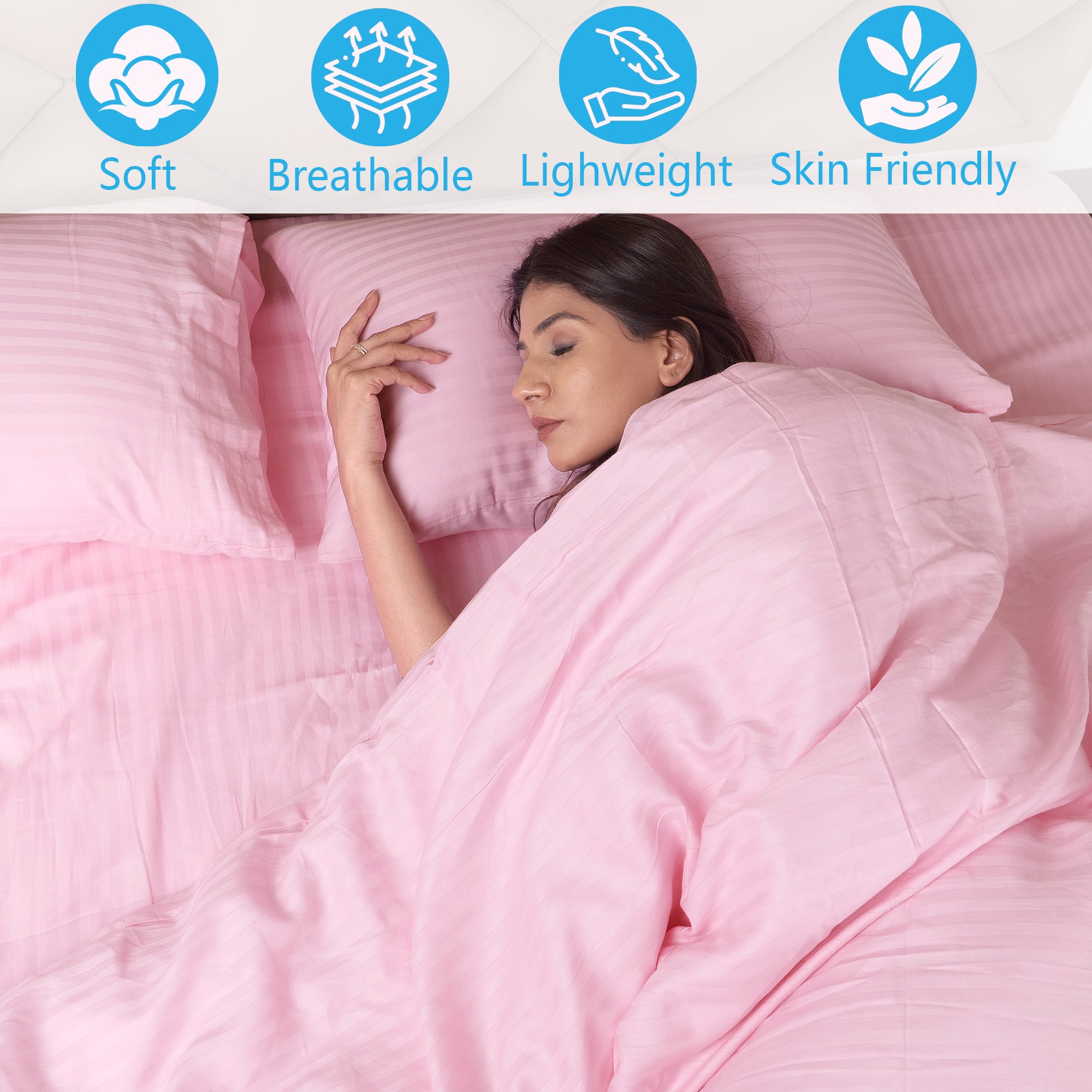 Pink Duvet Cover Stripe AVI Lifestyles I02