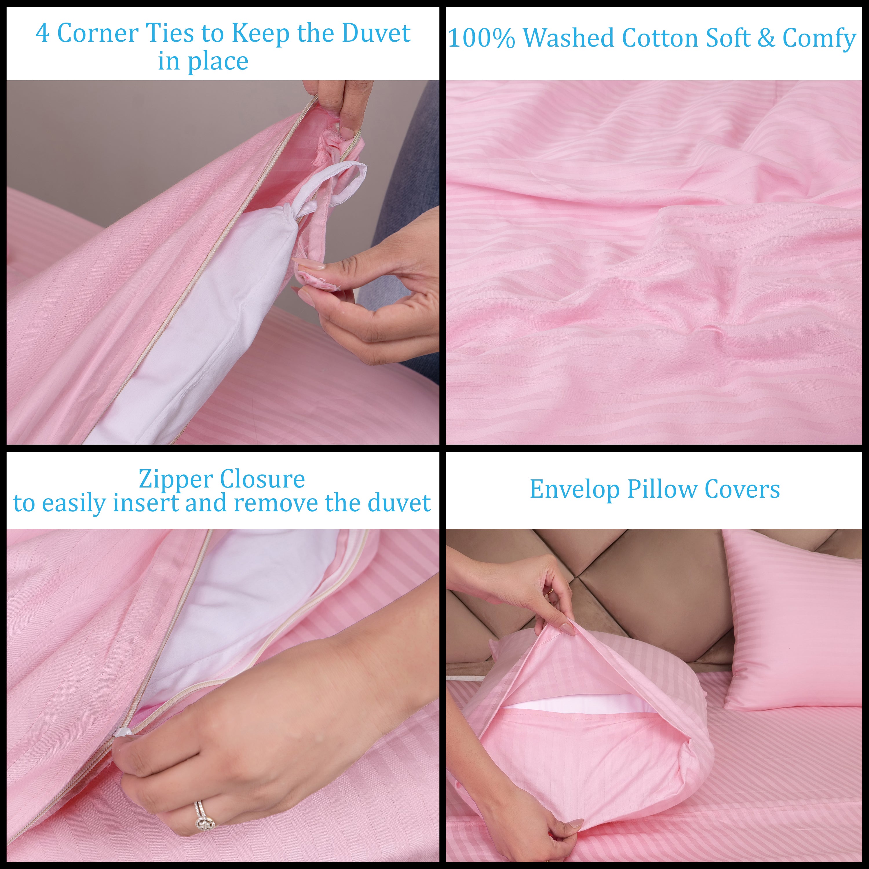 Pink Duvet Cover Stripe AVI Lifestyles I03