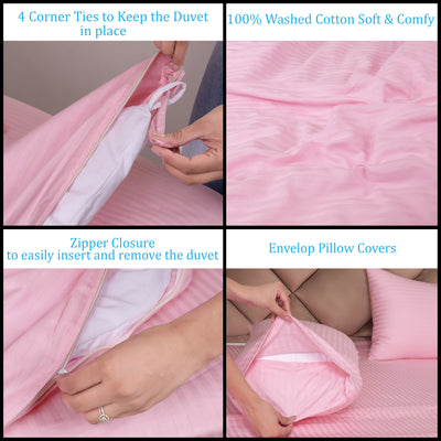 Pink Duvet Cover Stripe AVI Lifestyles I03