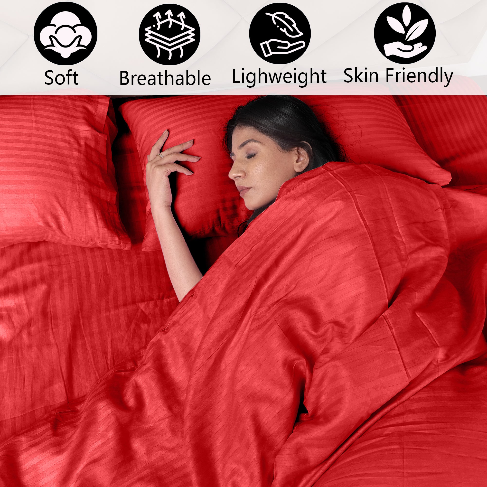Red Duvet Cover Stripe AVI Lifestyles I02