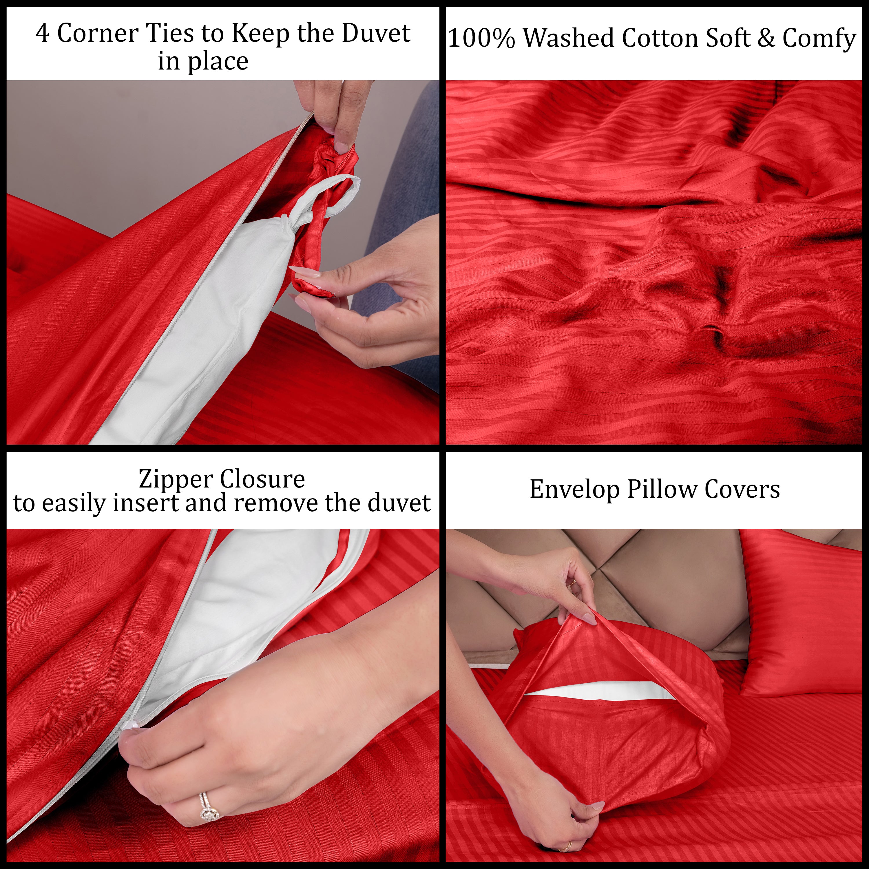 Red Duvet Cover Stripe AVI Lifestyles I03