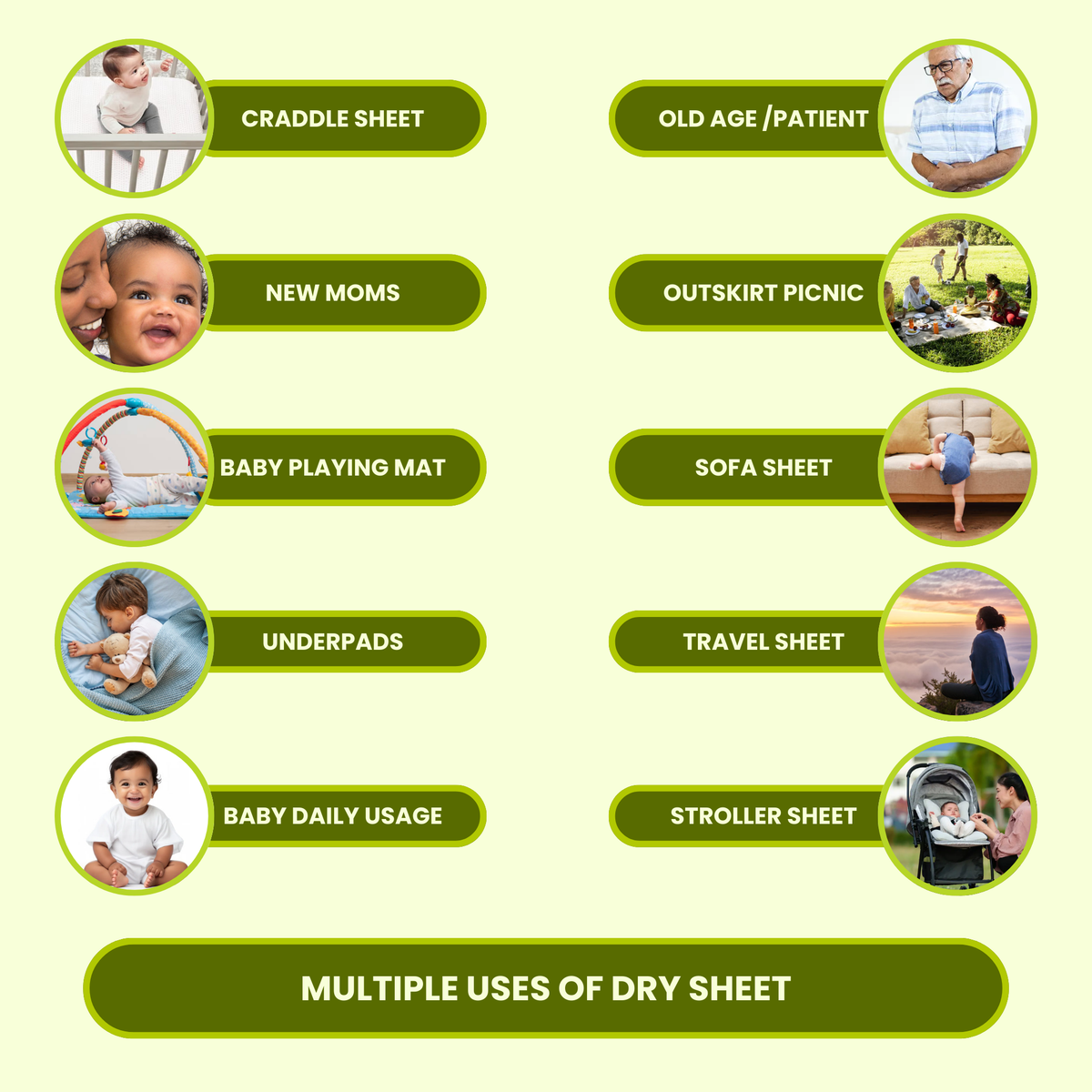 Mint-Green Dry Sheet AVI Lifestyles I05