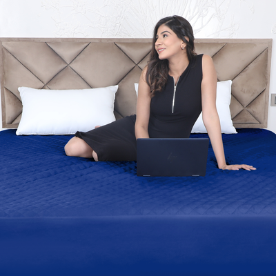 Quilted Navy Blue Mattress Protector 