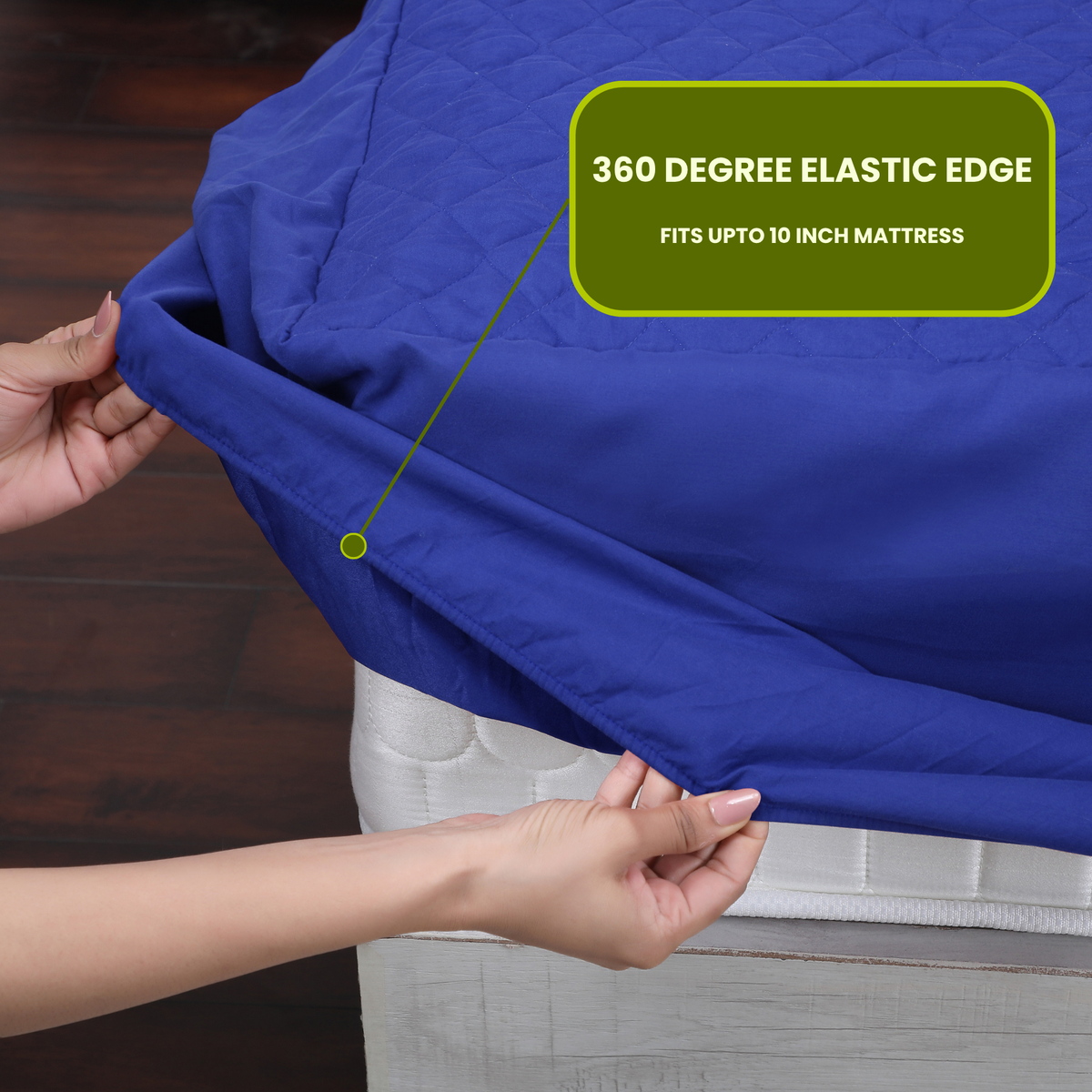 Quilted Navy Blue Mattress Protector 