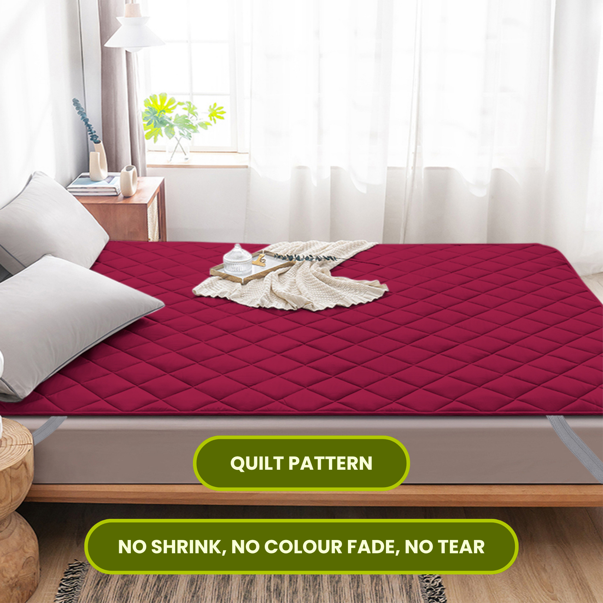 Quilted Maroon Mattress Protector 