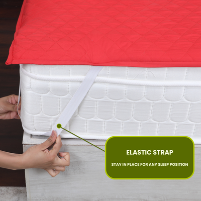Quilted Red Mattress Protector 