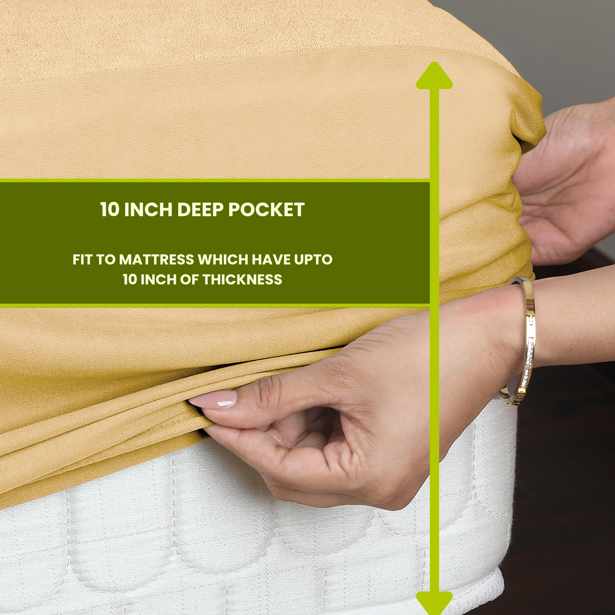 Beige Terry Mattress Protector AVI Lifestyles I05