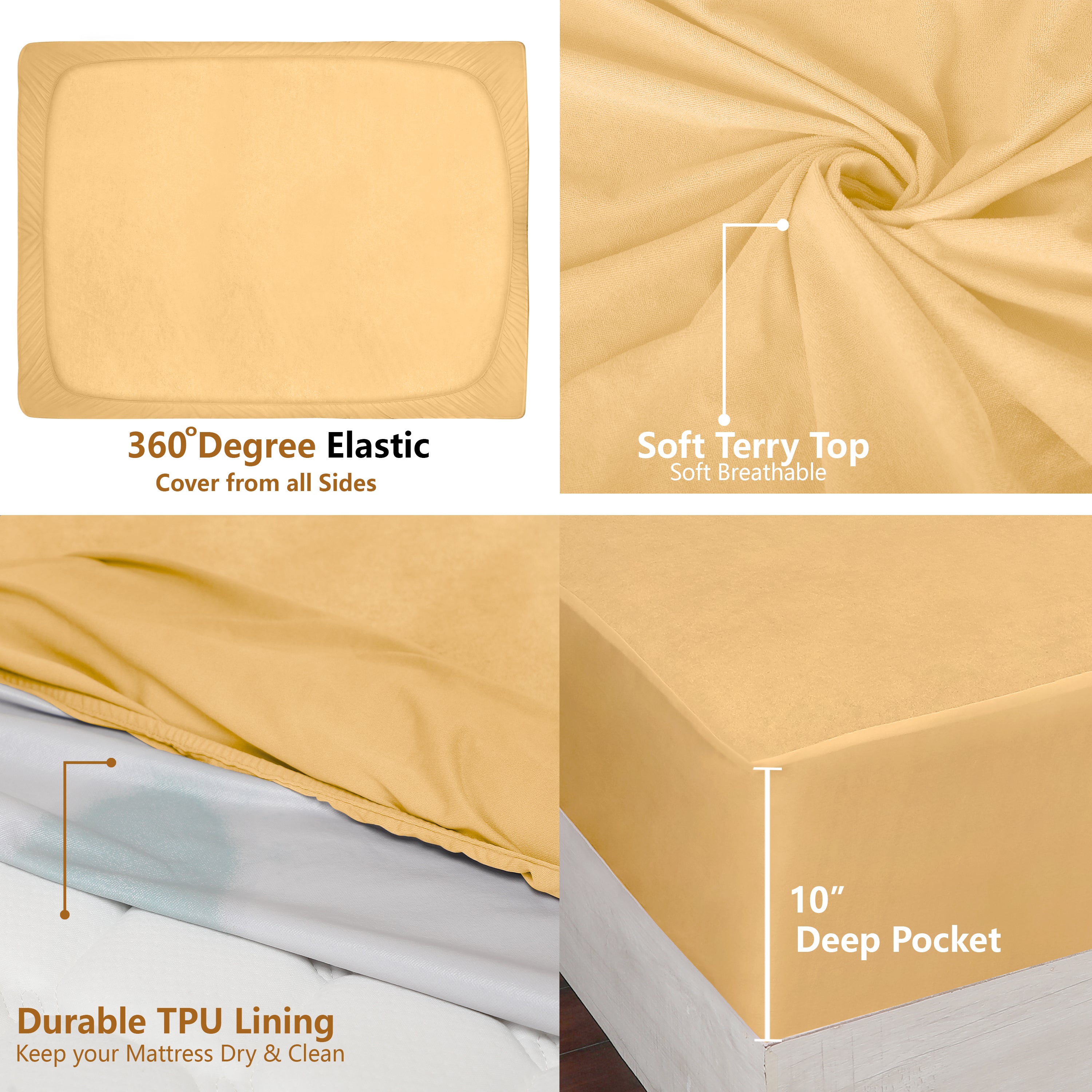 Beige Mattress Protector (Polycotton)