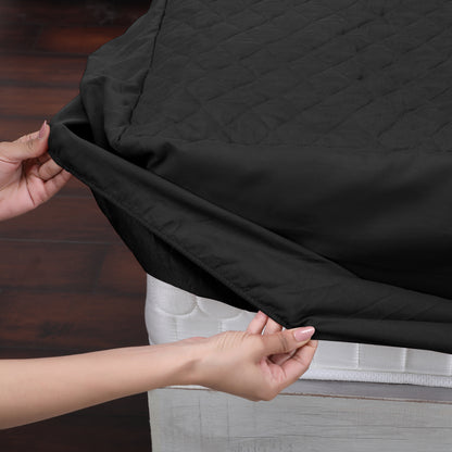 Black Quilted Fitted Mattress Protector