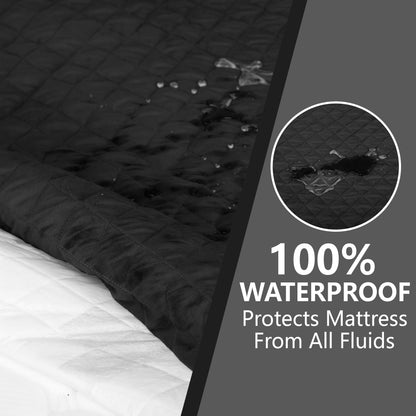 Black Quilted Fitted Mattress Protector