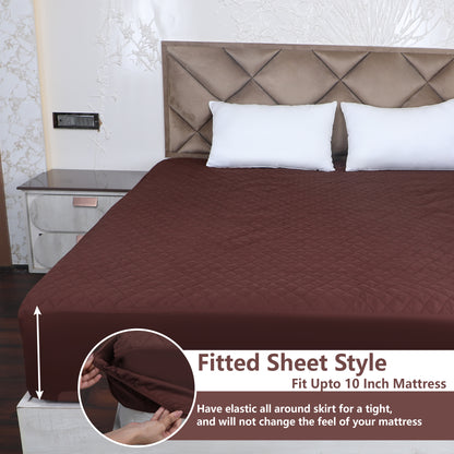 Brown Quilted Fitted Mattress Protector