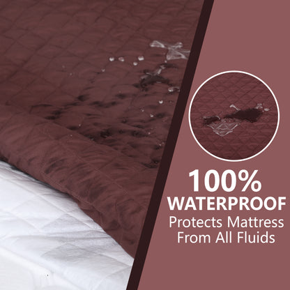 Brown Quilted Fitted Mattress Protector