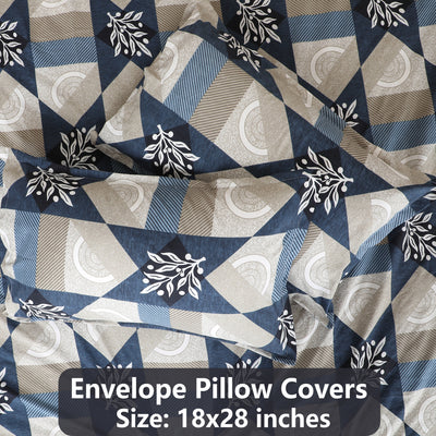 Midnight Blue Polyester Flat Bedsheet with Pillow Cover