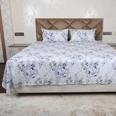 Cerulean Sky 100% Cotton Flat Bedsheet with Pillow Cover