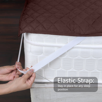 Brown Quilted Corner Elastic Mattress Protector