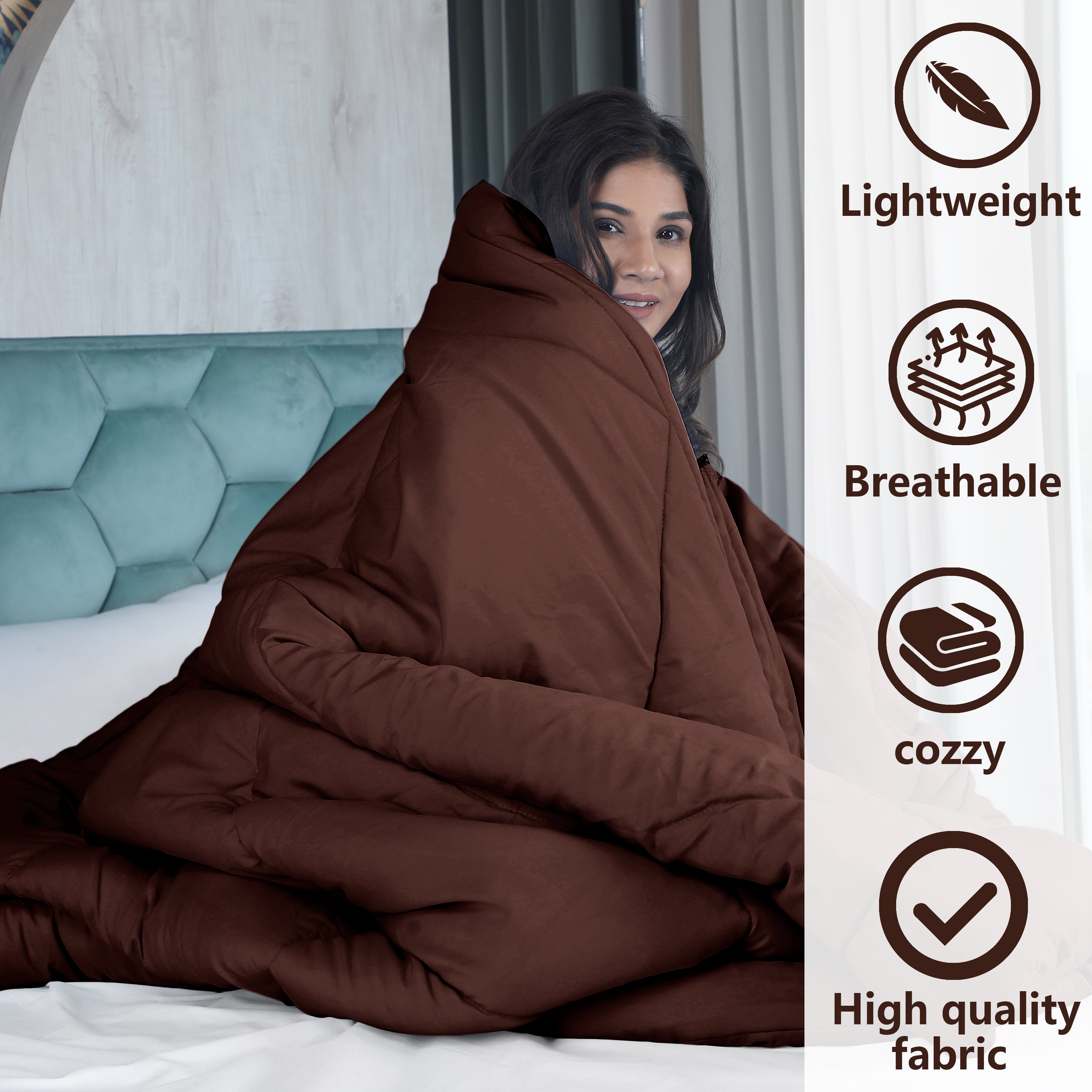 Brown Microfiber Polyester Comforter