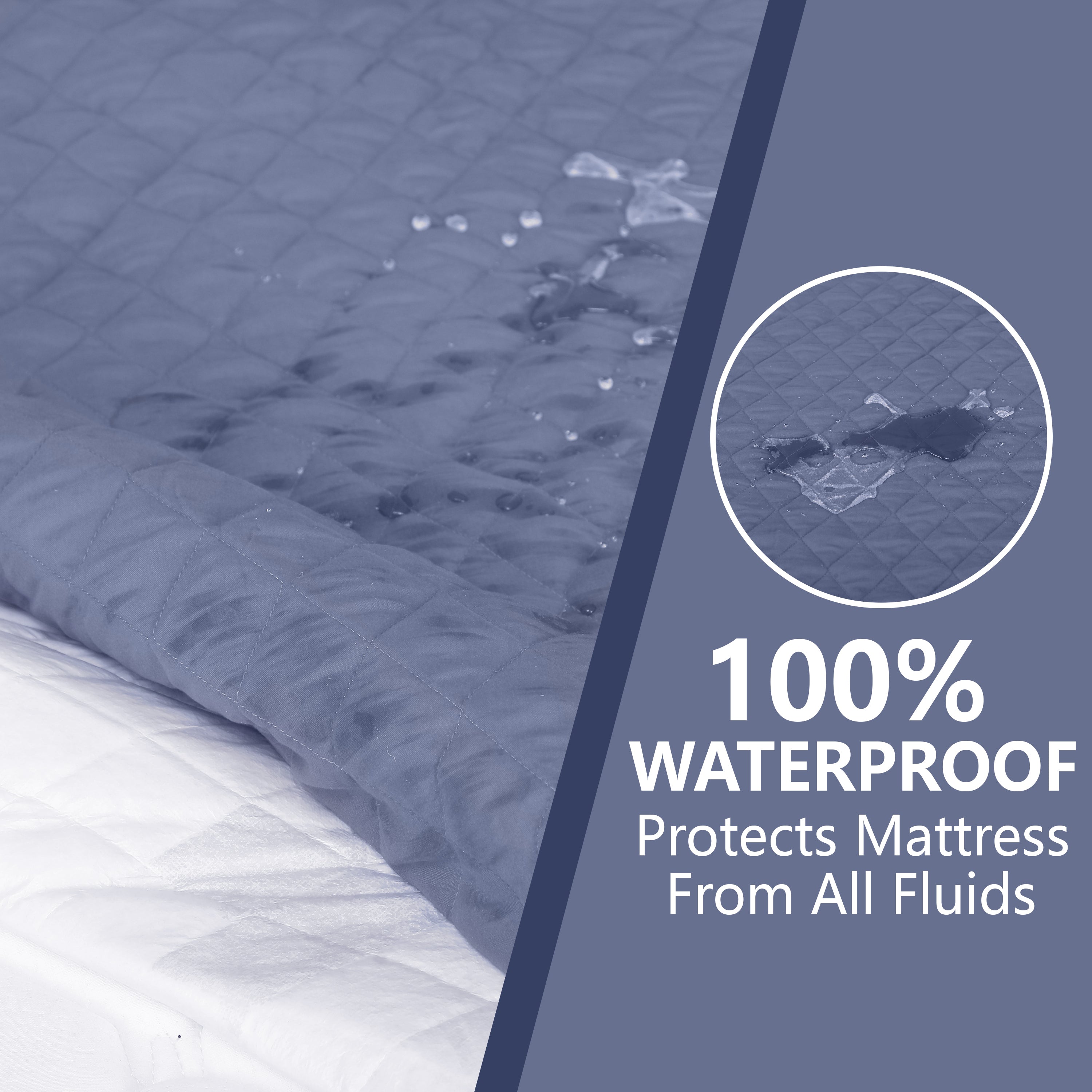 Grey Quilted Fitted Mattress Protector