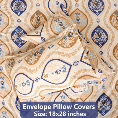 Ultra Marine Polyester Flat Bedsheet with Pillow Cover