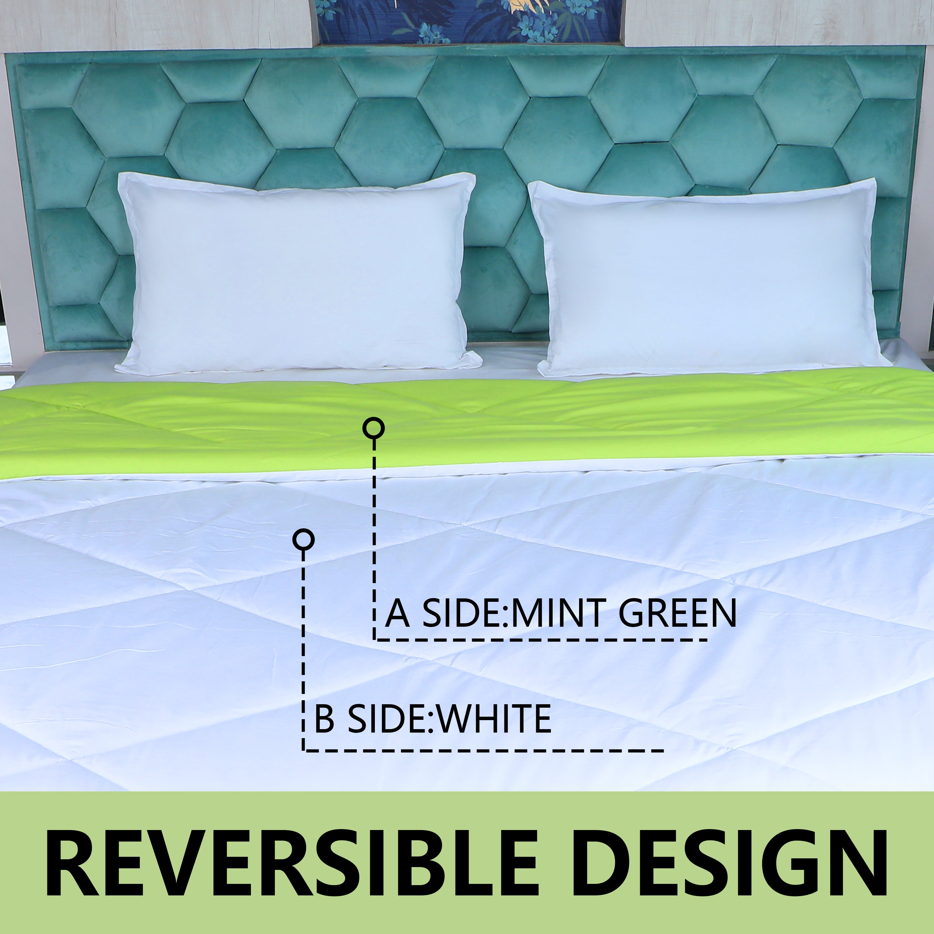 Green & White Reversable Comforter