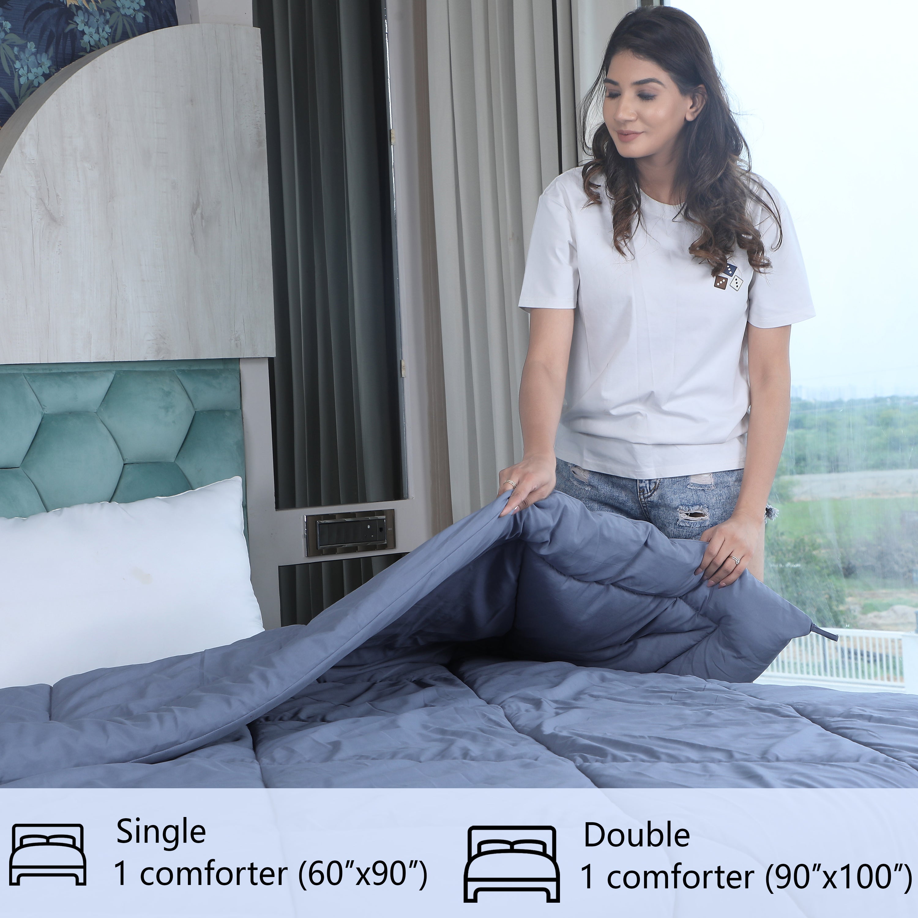 Grey Microfiber Polyester Comforter