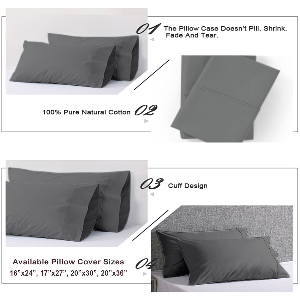 Grey Plain Pillow Covers