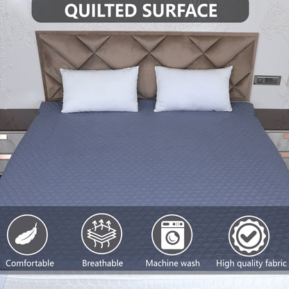 Grey Quilted Corner Elastic Mattress Protector