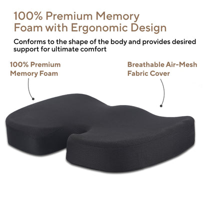 Black Orthopedic Chair Pad Memory Foam