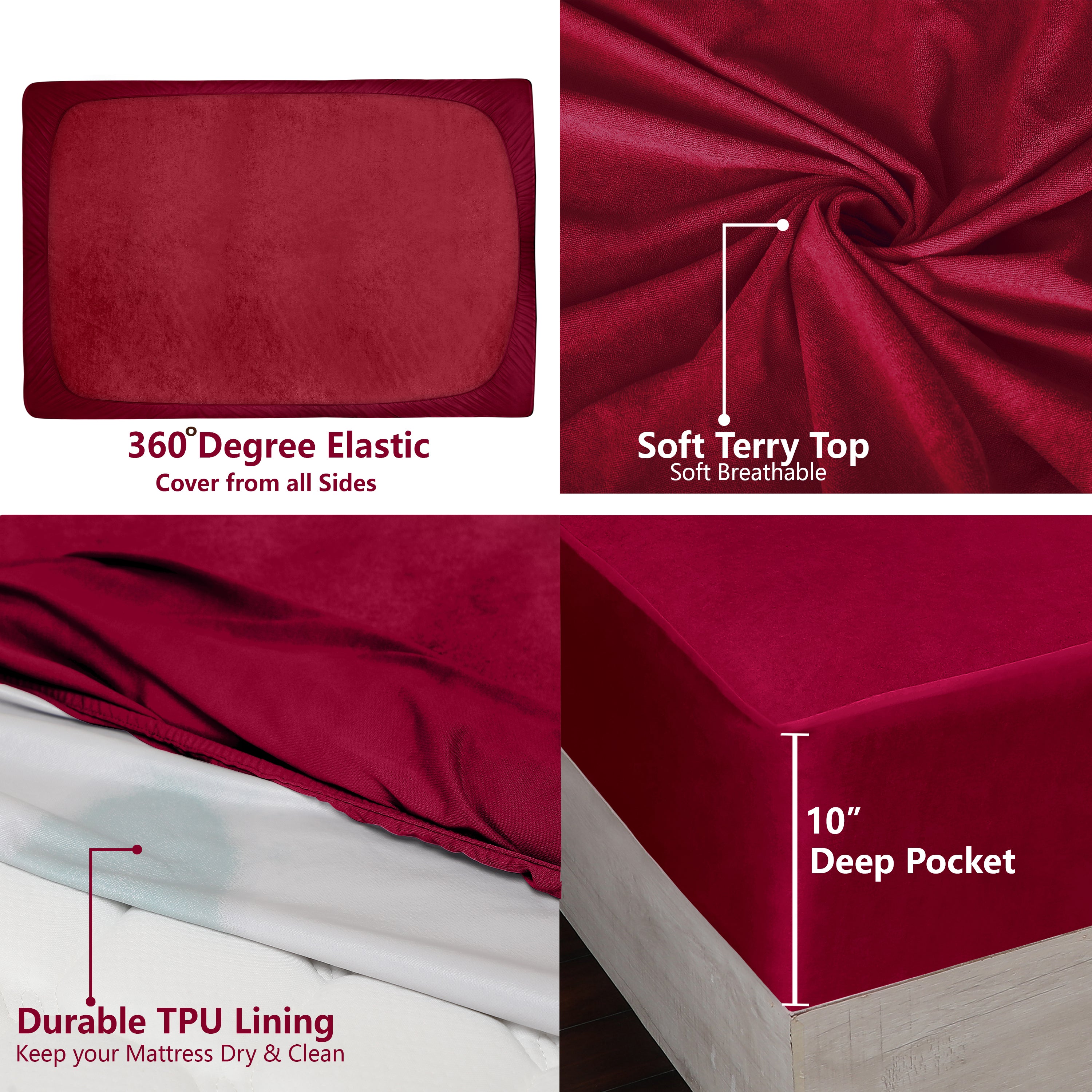 Maroon Mattress Protector (Polycotton)