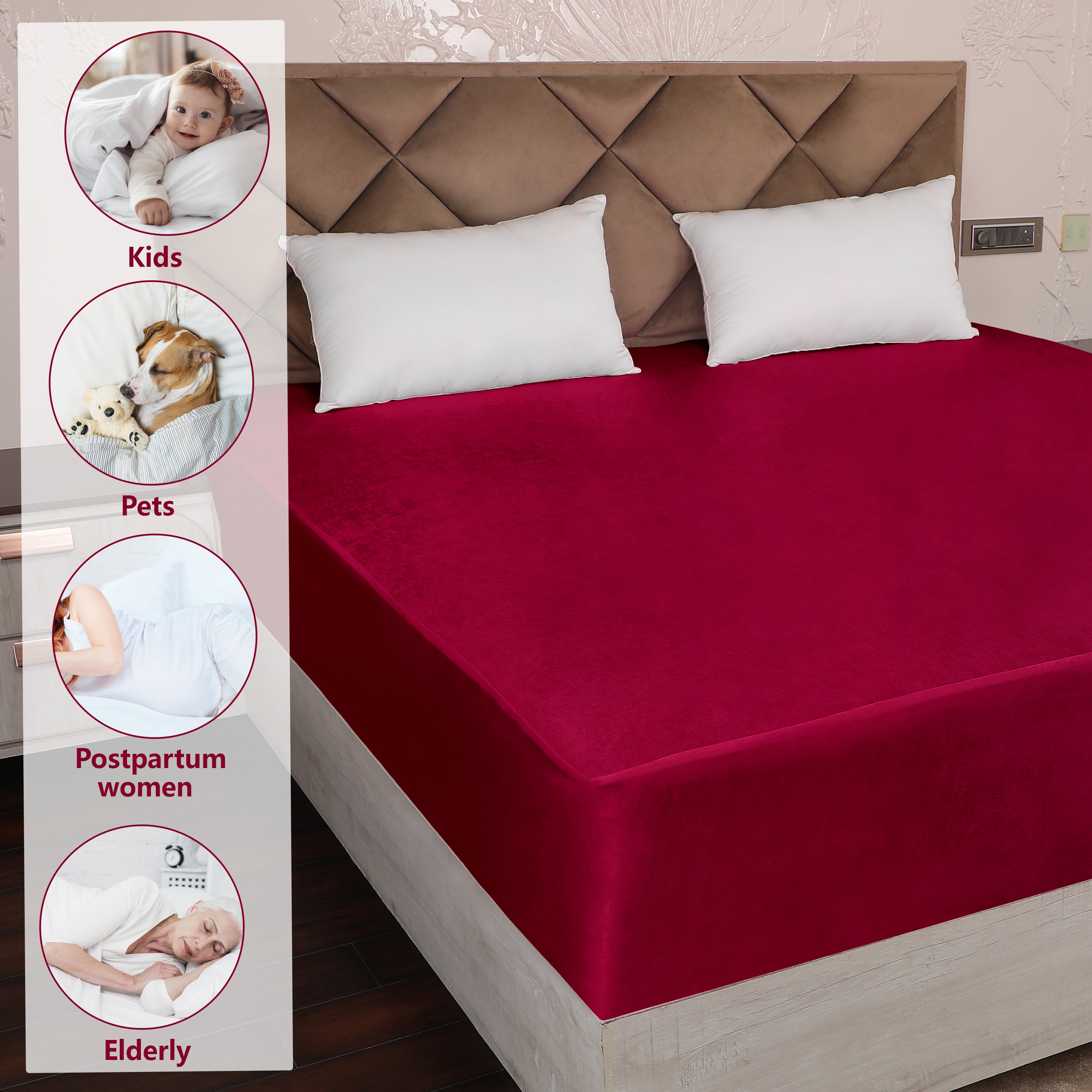 Maroon Mattress Protector (Polycotton)