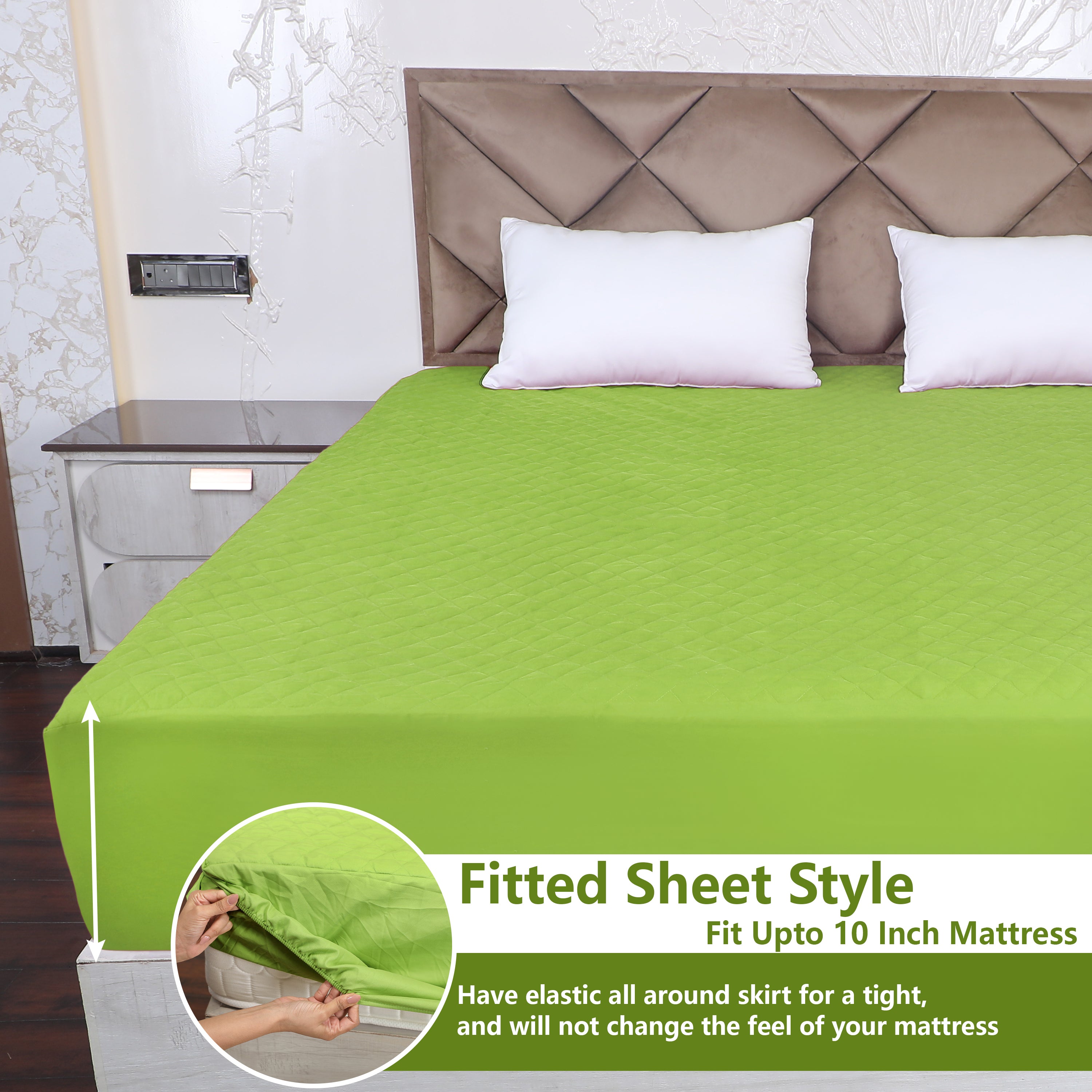 Mint Green Quilted Fitted Mattress Protector