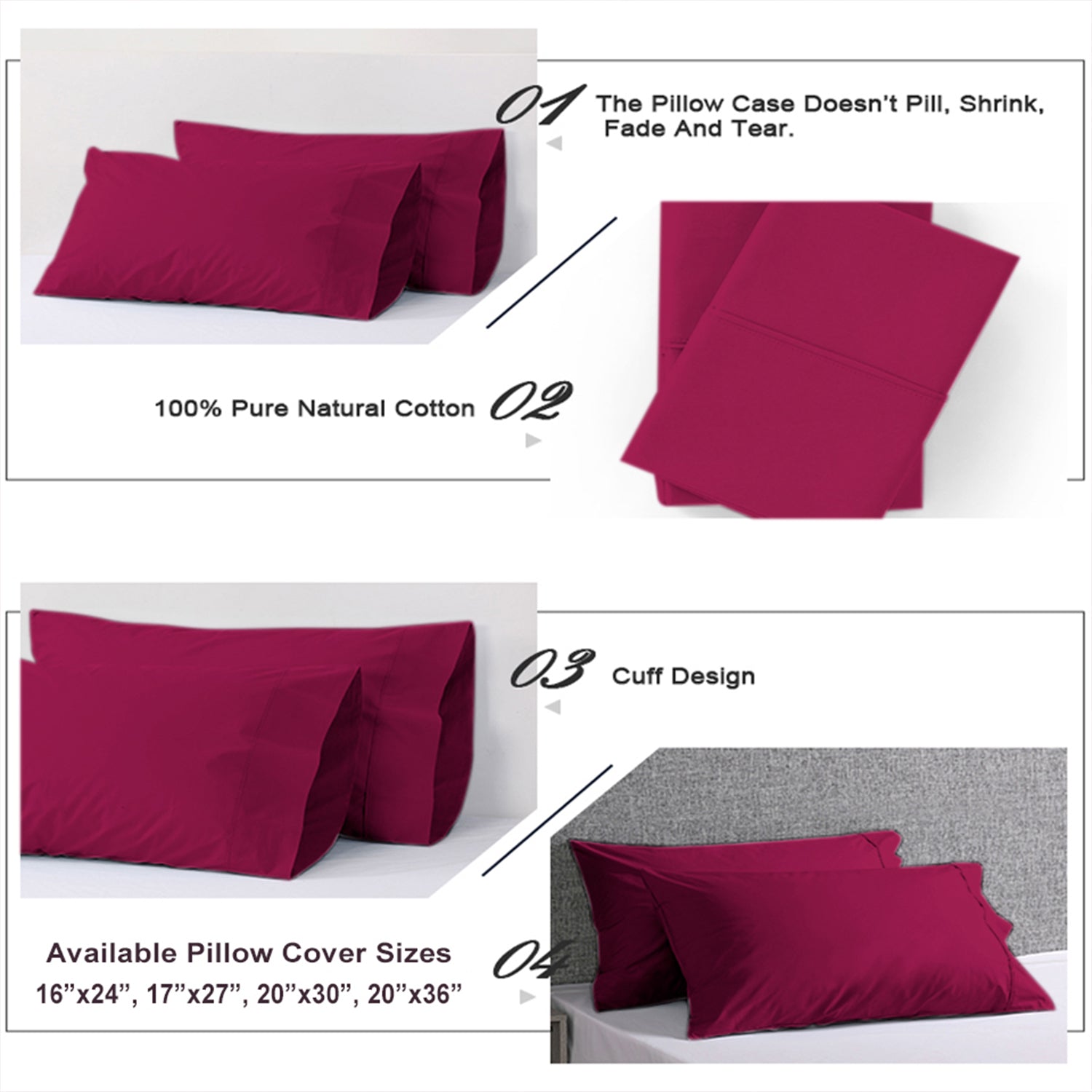 Maroon Plain Pillow Covers