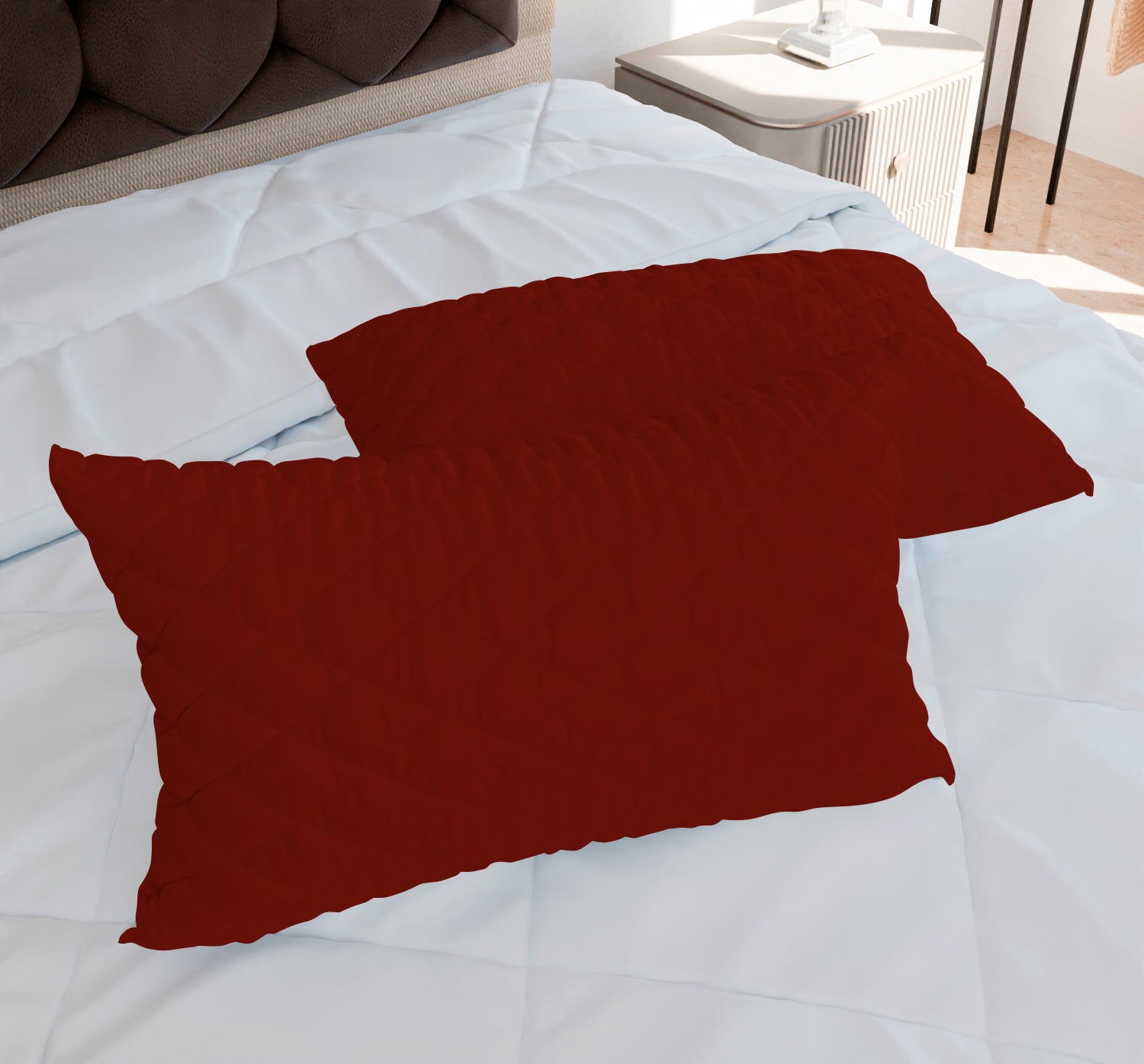 Maroon Quilted Pillows