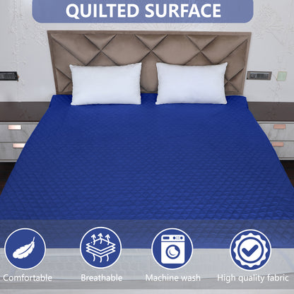 Navy Blue Quilted Corner Elastic Mattress Protector