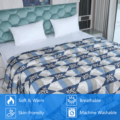 Blue and grey Printed Comforter