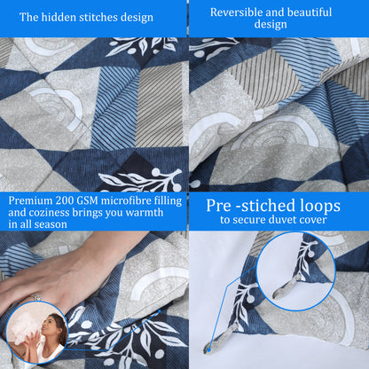 Blue and grey Printed Comforter