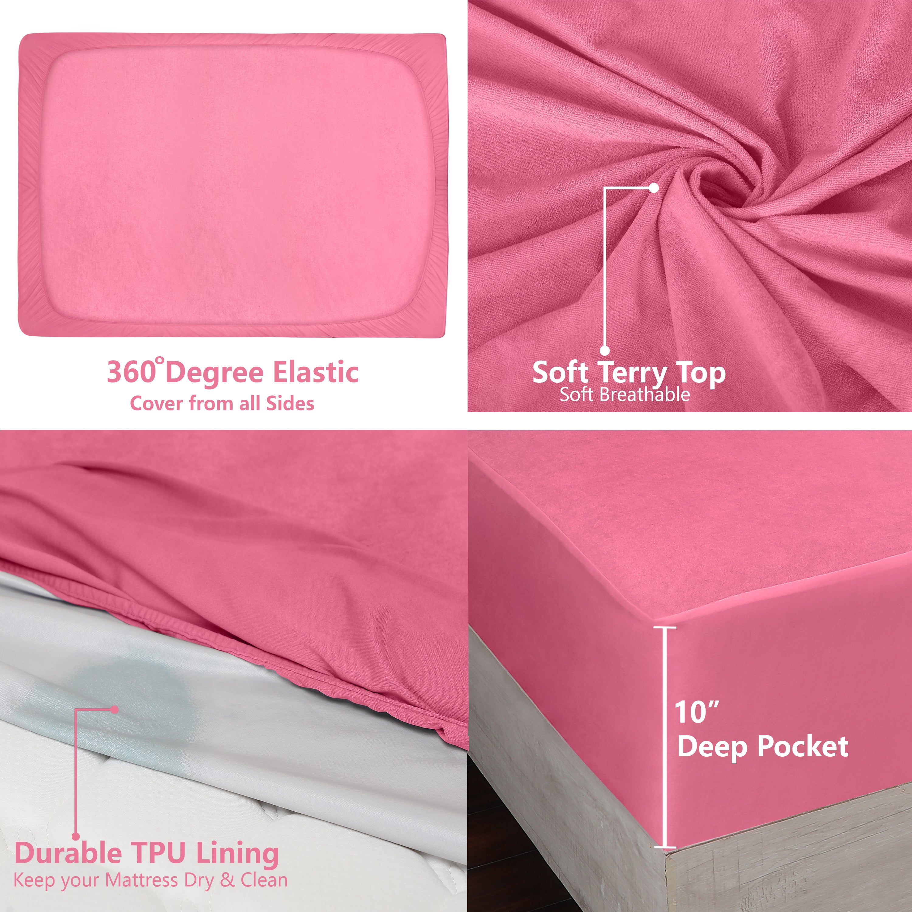 Pink Mattress Protector (Polycotton)