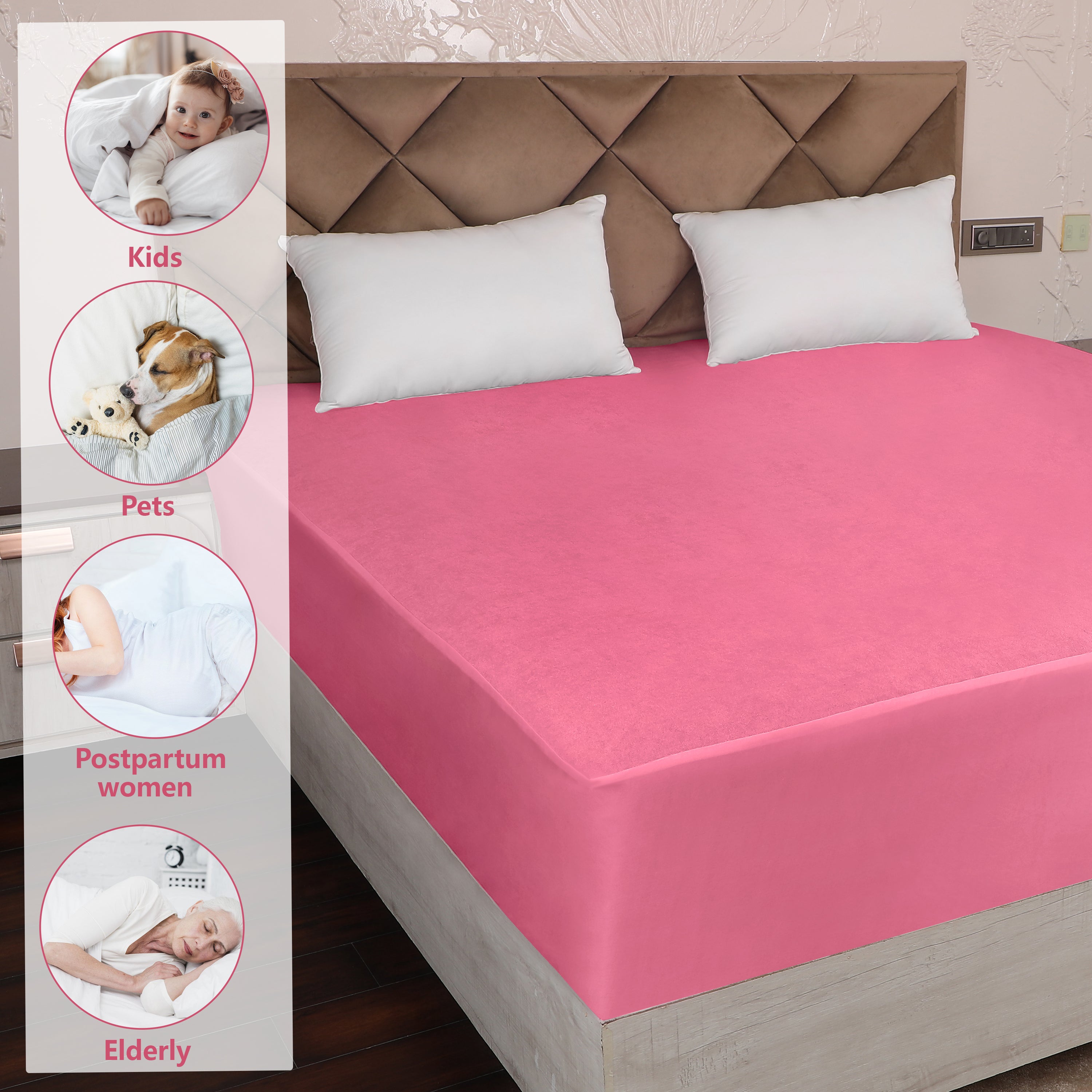 Pink Mattress Protector (Polycotton)