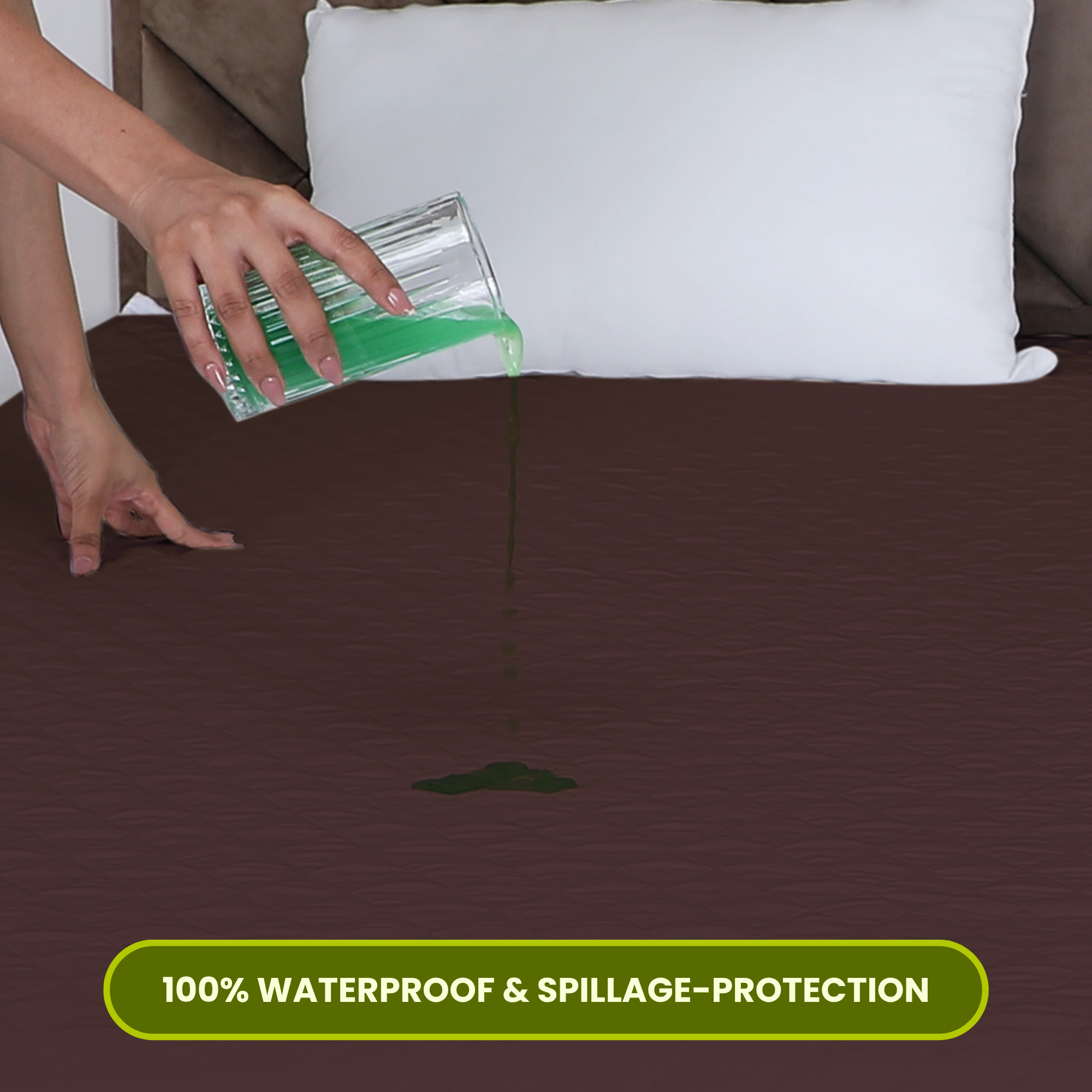 Quilted Brown Mattress Protector #fitting_corner-elastic-straps